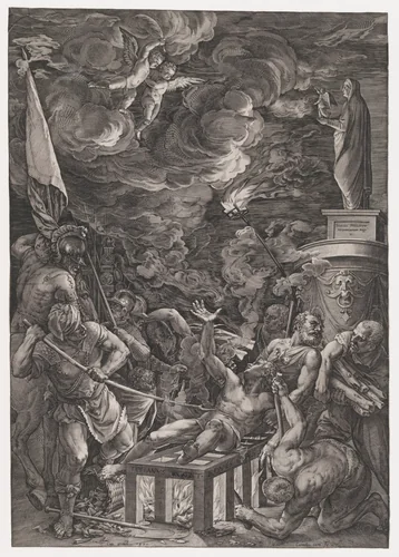 Martyrdom of St. Lawrence by Cornelis Cort, print, 1571