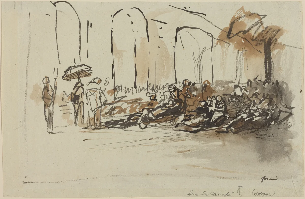 Sur le canape by Jean-Louis Forain, drawing, 1852-1931