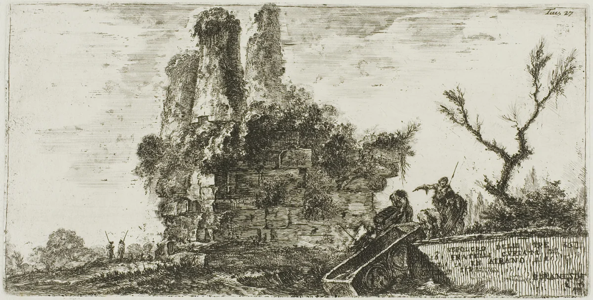 Tomb of the three Curiatii brothers in Albano, plate 27 from Some Views of Triumphal Arches and other monuments by Giovanni Battista Piranesi, print, 1748