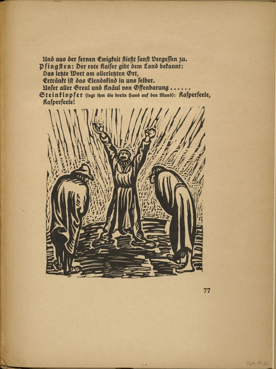 Away with the Word of Cannibalism (Fort mit dem Wort vom Menschenfraß) (tailpiece, page 77) from Der Findling (The Foundling) by Ernst Barlach, illustrated book, 1922
