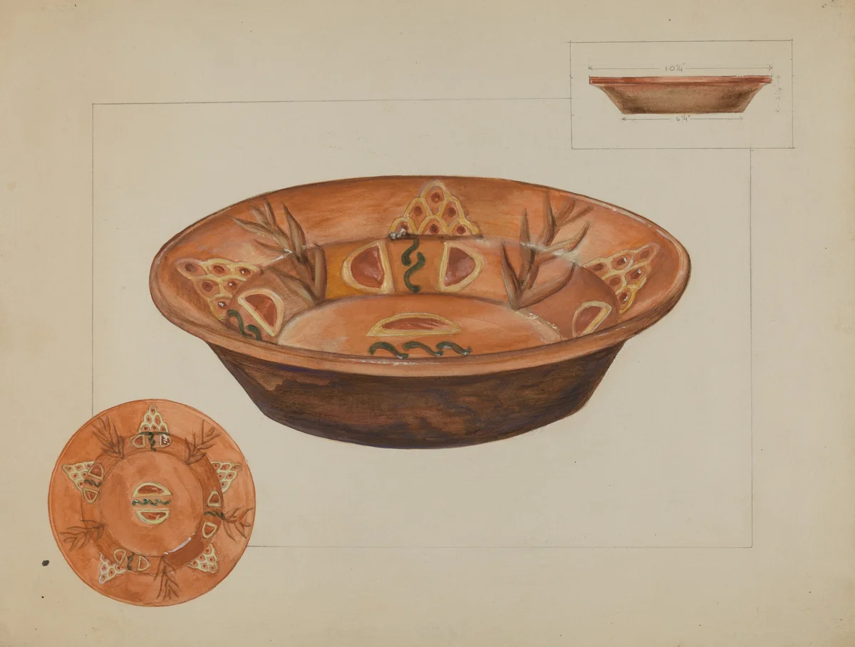Pa. German Deep Dish by Agnes Karlin, index of american design, 1936