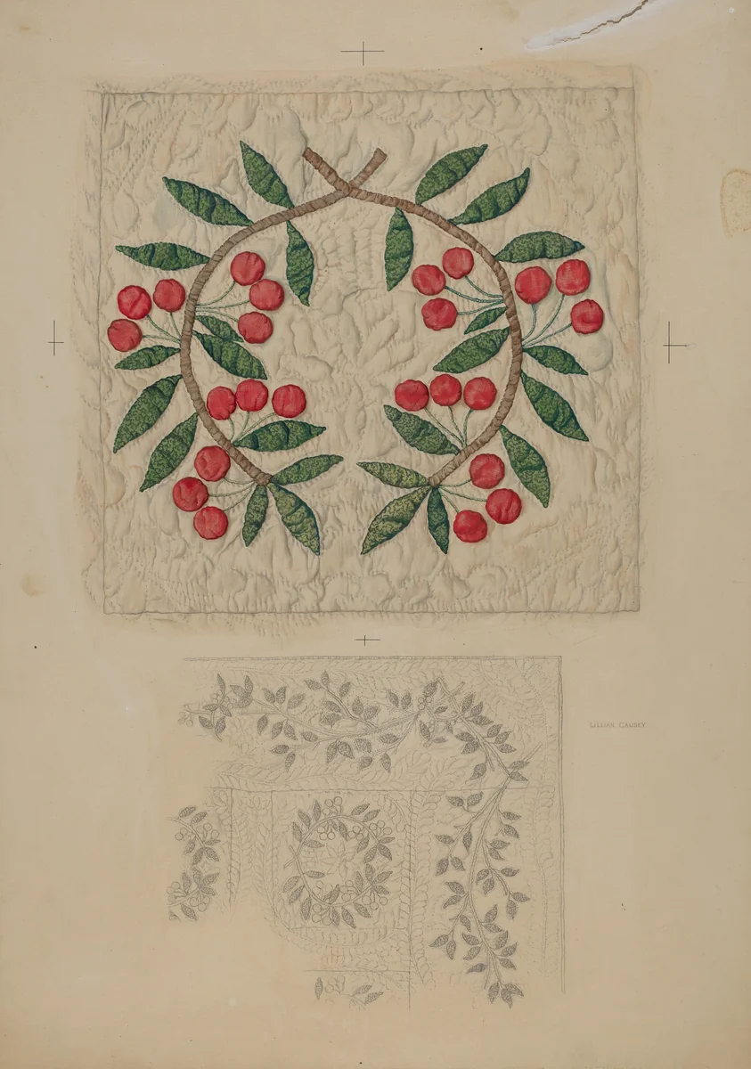 Quilt, applique by Lillian Causey, index of american design, 1855-1995