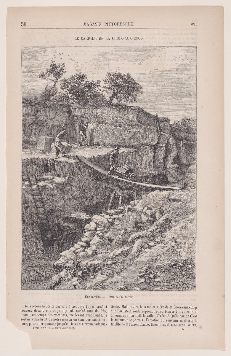 Une Carrière, from "Le Magasin Pittoresque" by Charles Jacque, print, 1848-1864