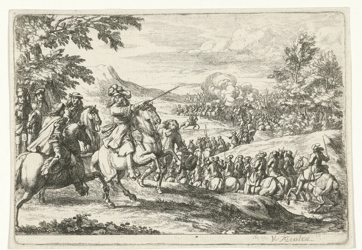Optrekkende cavalerie by Jan van Huchtenburg, print, 1674-1733