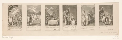 Zes voorstellingen uit Shakespeare's De Storm by Daniel Nikolaus Chodowiecki, print, 1787
