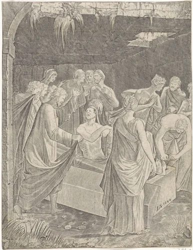 Opwekking van Lazarus by Unknown, print, 1544