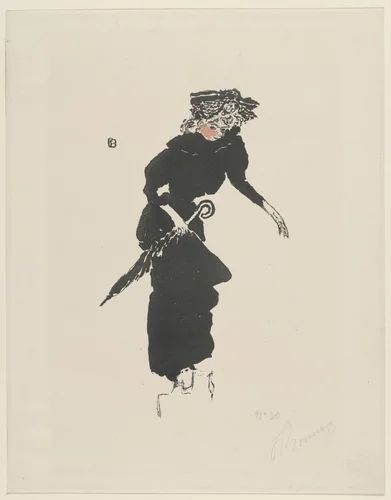 Woman with Umbrella (Femme au parapluie) from the portfolio The Album of the White Review (L'Album de la Revue Blanche) by Pierre Bonnard, print, 1895