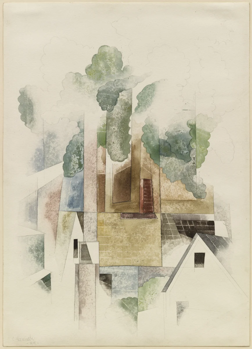 Early Houses, Provincetown by Charles Demuth, drawing, 1918
