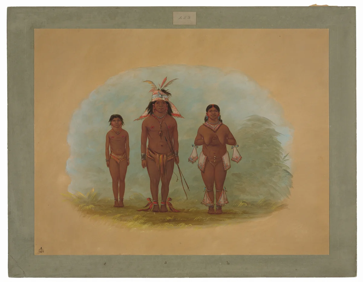 A Chetibo Family by George Catlin, painting, 1854-1869