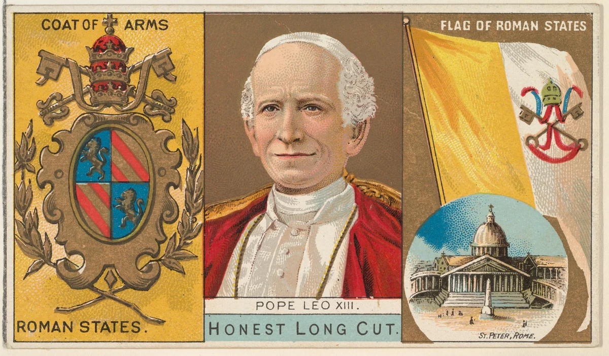 Pope Leo XIII, Roman States, from the Rulers, Flags, and Coats of Arms series (N126-1) issued by W. Duke, Sons & Co. by W. Duke, Sons & Co., print, 1888