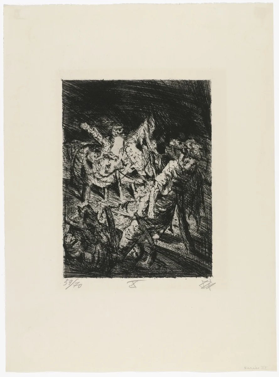 Tangled Barbed Wire before the Trench (Drahtverhau vor dem Kampfgraben) from The War (Der Krieg) by Otto Dix, print, 1924