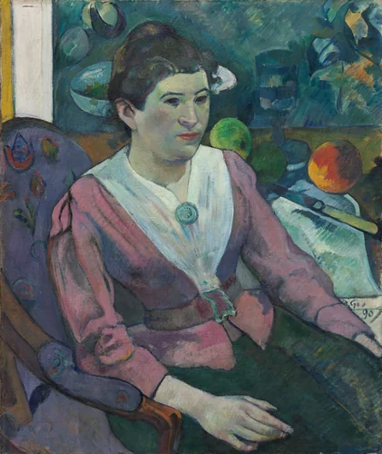 Woman in Front of a Still Life by Cezanne by Paul Gauguin, painting, 1890