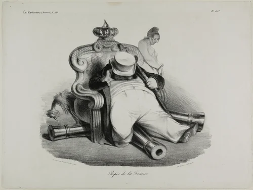 The Repose of France, plate 417 by Honoré-Victorin Daumier, print, 1834
