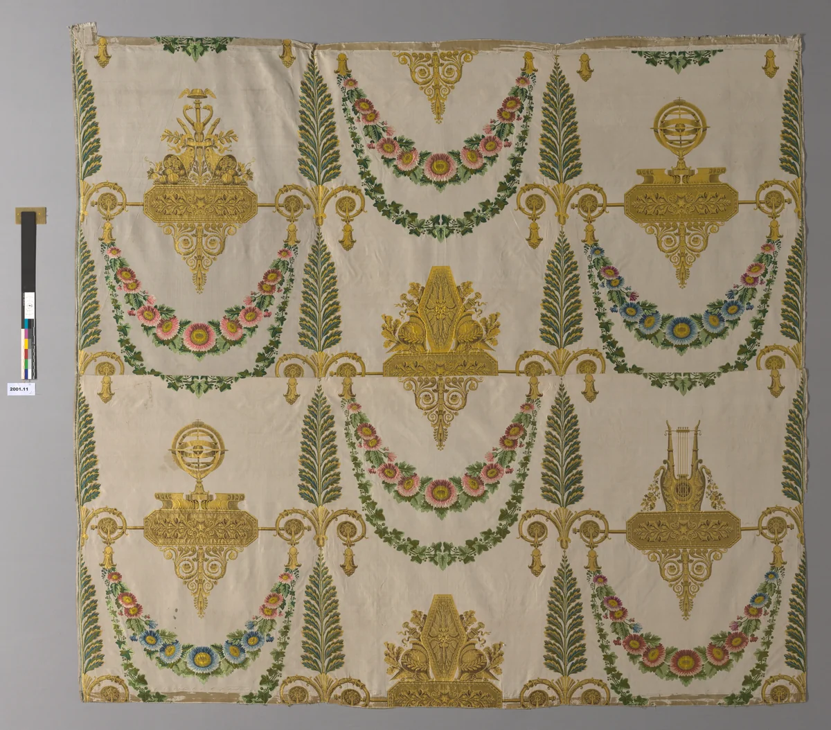 Panel Formerly Part of the Wall Covering in the Deuxième Salon des Grands Appartements of the Palais de Meudon (Château Neuf) (Empire style) by Lacostat et Trollier, textile, 1808