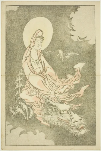 Goddess Riding a Dragon, from The Picture Book of Realistic Paintings of Hokusai (Hokusai shashin gafu) by Katsushika Hokusai (葛飾 北斎), print, 1809-1819