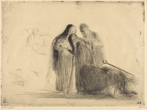 Lourdes, la paralytique (2e planche) (Lourdes, the Paralytic) (second plate) by Jean-Louis Forain, print, 1912-1913