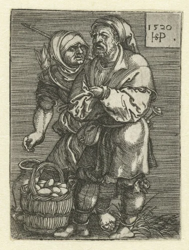 Boer verkoopt eieren by Unknown, print, 1520
