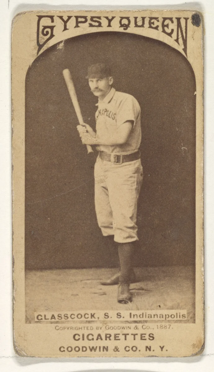 Glasscock, Shortstop, Indianapolis, from the Old Judge series (N172) for Gypsy Queen and Old Judge Cigarettes by Goodwin & Company, photograph, 1887
