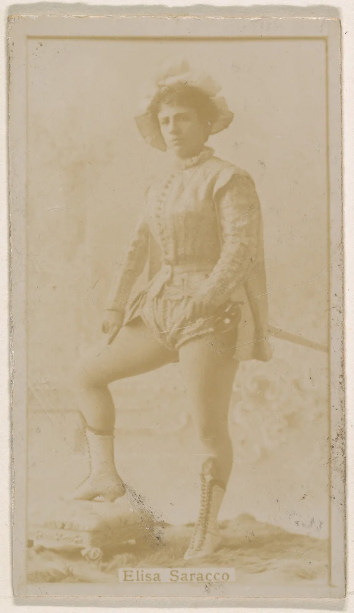 Mlle. Elisa Saracco, from the Actresses series (N245) issued by Kinney Brothers to promote Sweet Caporal Cigarettes by Kinney Brothers Tobacco Company, photograph, 1890