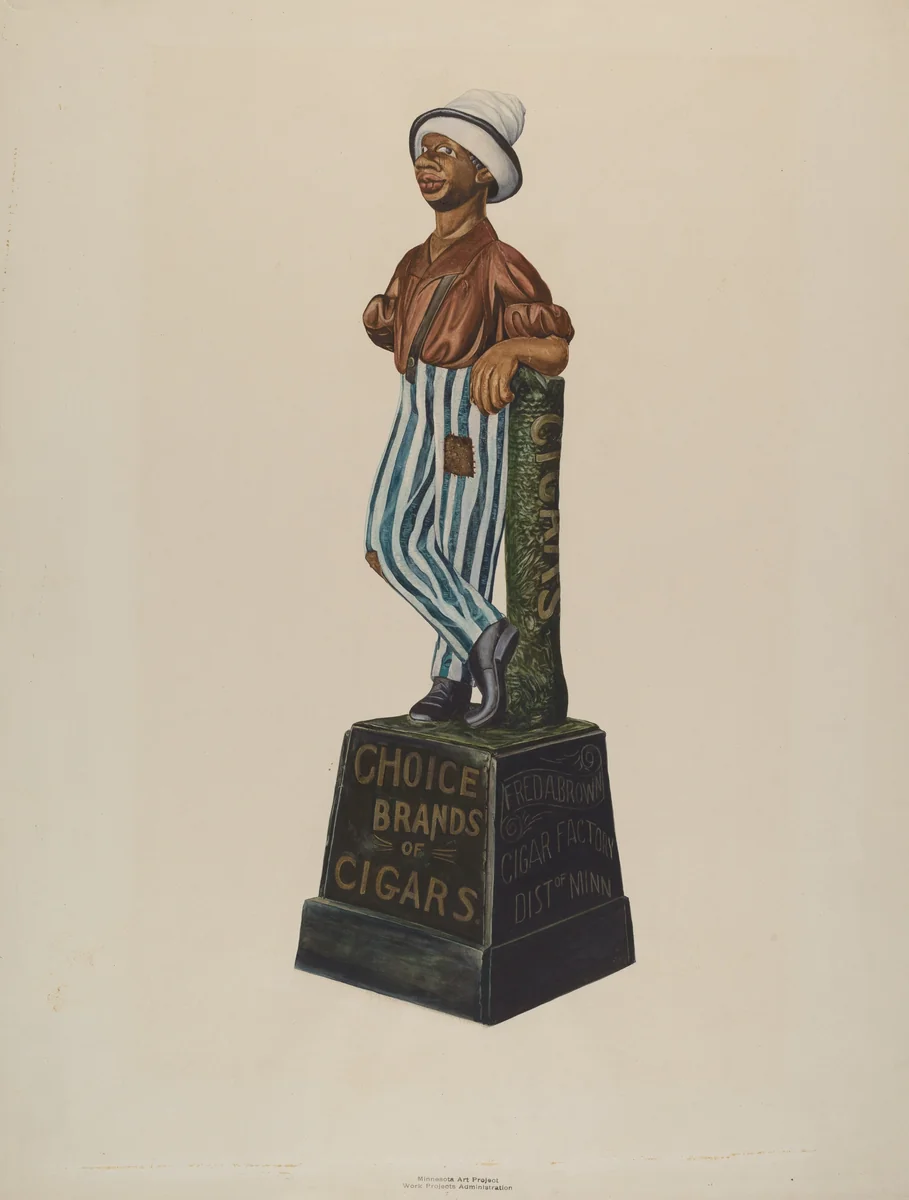 Cigar Store Figure by Einar Heiberg, index of american design, 1935-1942
