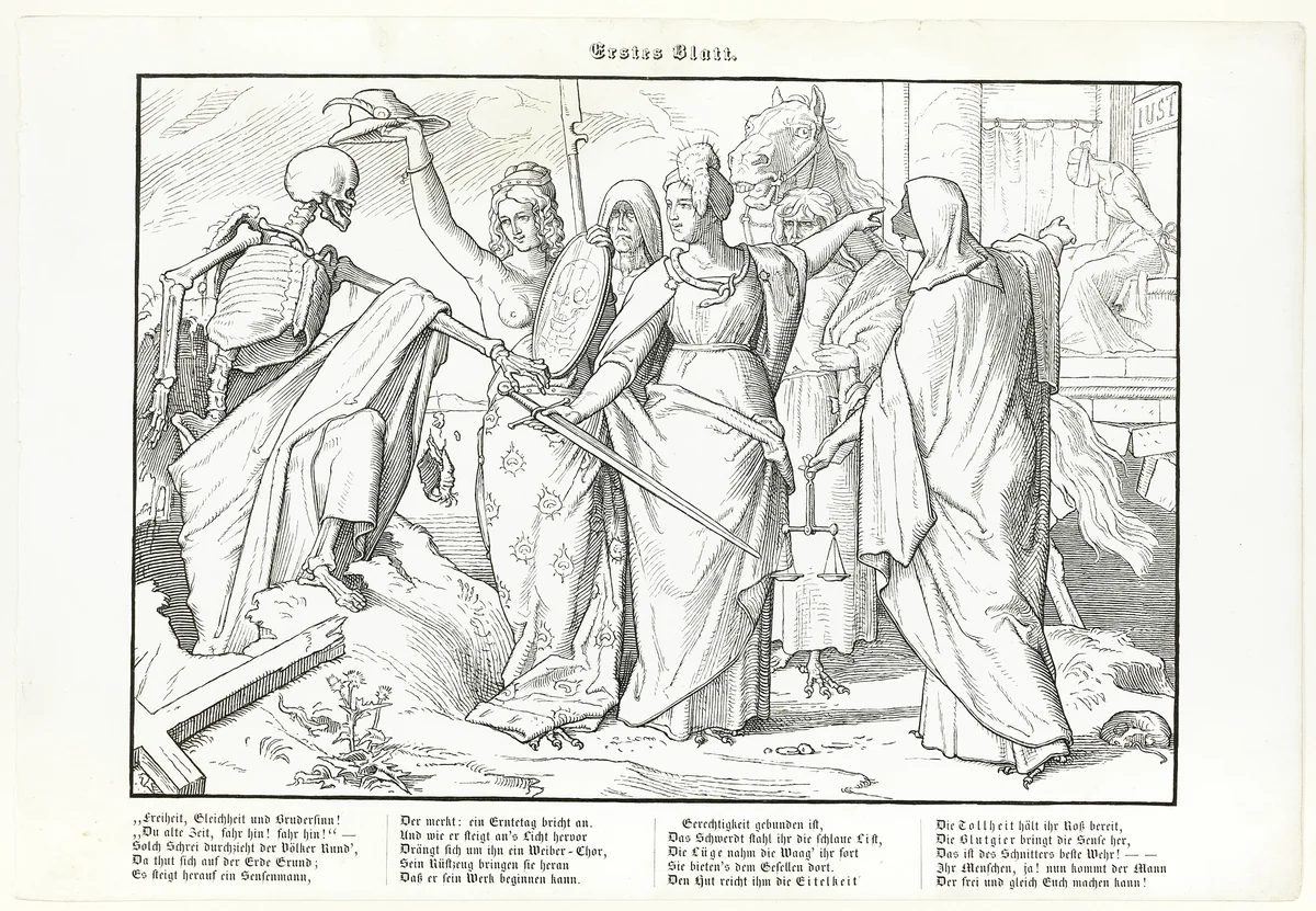 Auch ein Todtentanz, plate I by Alfred Rethel, print, 1848
