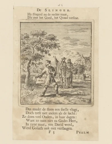Steen slingerende jongen by Zacharias Chatelain, print, 1712