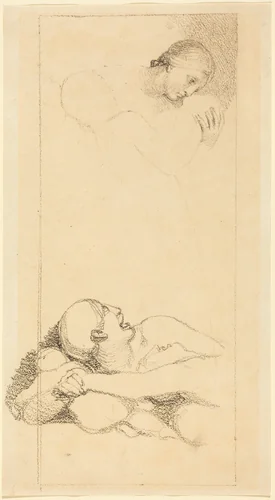 Frightened Man Looking Up; Woman and Children by John Flaxman, print, 1700-1799