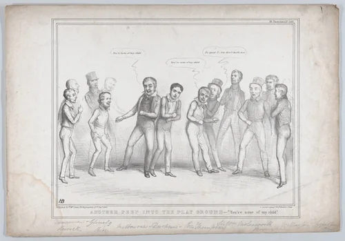 Another Peep into the Play-Ground – "You're none of my child" by John Doyle, print, 1838