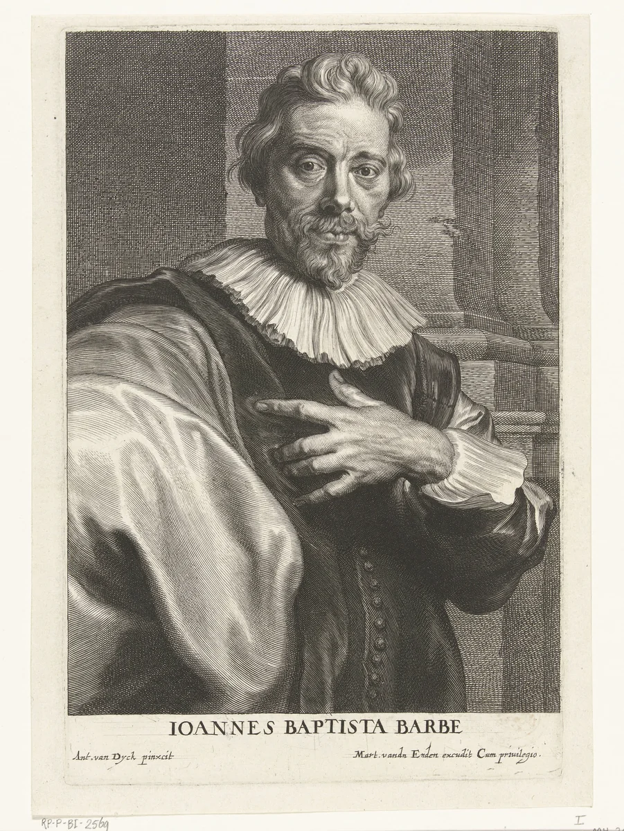 Portret van graveur Jean Baptiste Barbé by Schelte Adamsz. Bolswert, print, 1596-1659