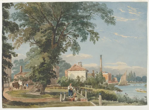 On the Thames at Hammersmith by John Varley, drawing, 1831-1841