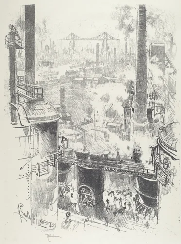 From the Tops of the Furnaces by Joseph Pennell, print, 1916