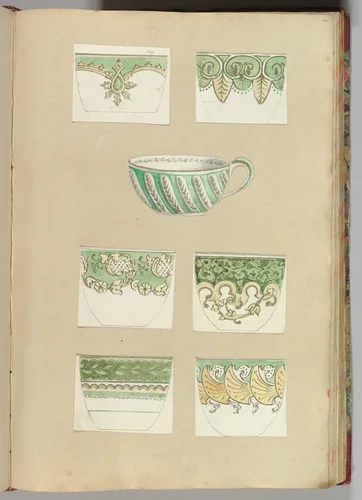 Seven Designs for Decorated Cups by Alfred Forrester, drawing, 1845-1855