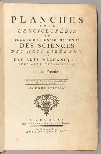 Planches pour l'Encyclopédie, ou pour le Dictionaire raisonné des sciences, des arts libéraux, et des arts méchaniques, avec leur explication by Denis Diderot, artwork, 1765-1776