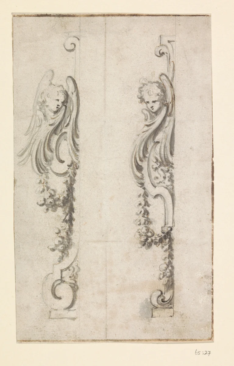 Twee zijstukken van kerkelijk meubilair by de Ligne, drawing, 1600-1800