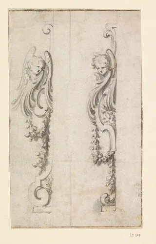 Twee zijstukken van kerkelijk meubilair by de Ligne, drawing, 1600-1800