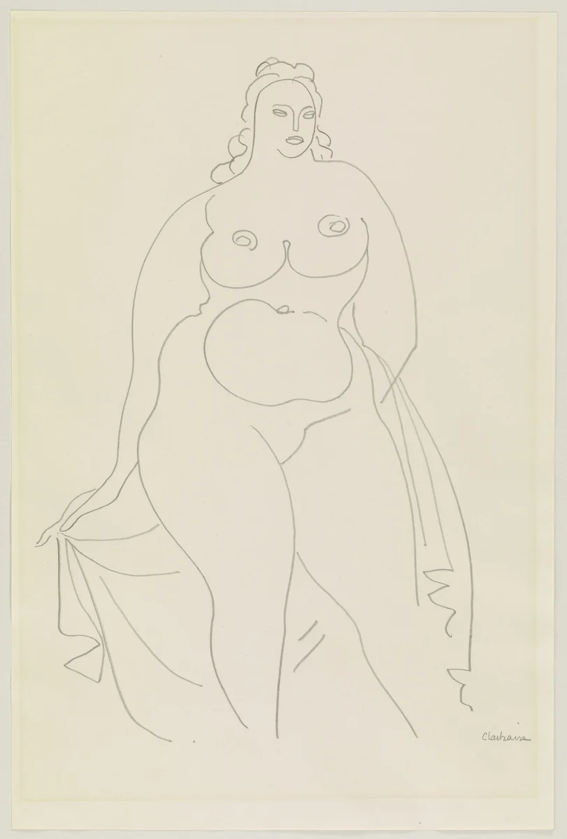 Standing Woman with Drapery by Gaston Lachaise, drawing, 1929