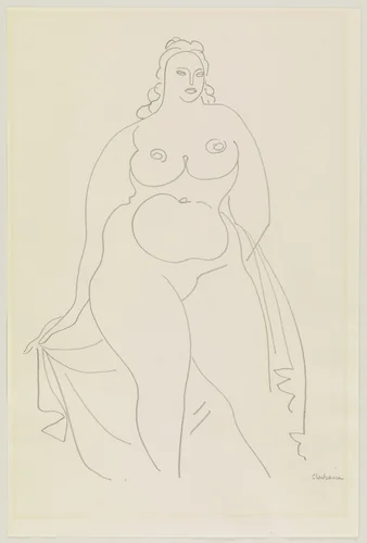 Standing Woman with Drapery by Gaston Lachaise, drawing, 1929