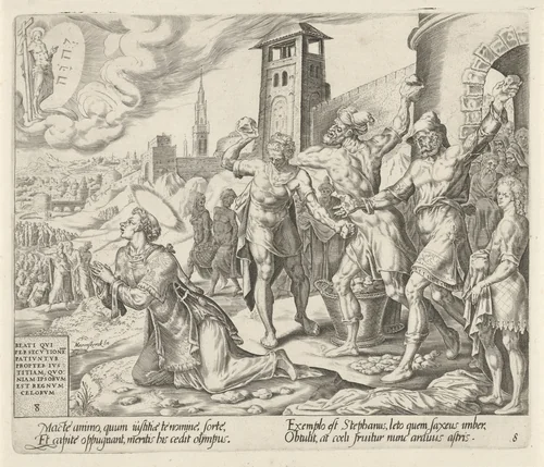 Steniging van Stefanus by Harmen Jansz Muller, print, 1564-1568
