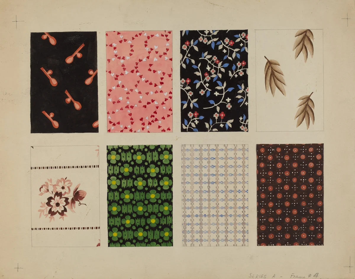 Figured Material from Quilt by Dorothy Posten, index of american design, 1936