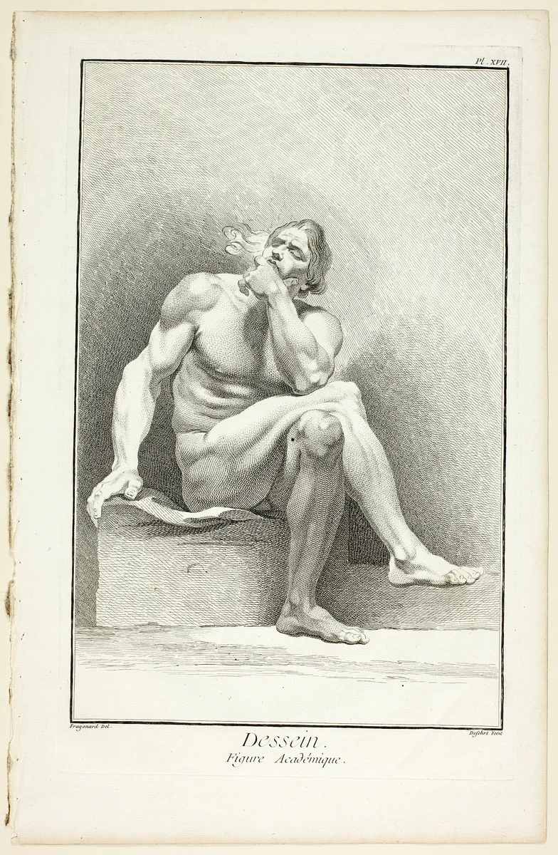 Design: Academic Figure, from Encyclopédie by Jean Honoré Fragonard, print, 1762-1777