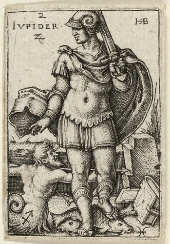 Jupiter, plate two from The Seven Planets with the Zodiacs by Sebald Beham, print, 1520-1550