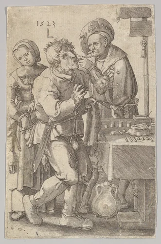The Dentist (reverse copy) by Jan Muller, print, 1585-1628