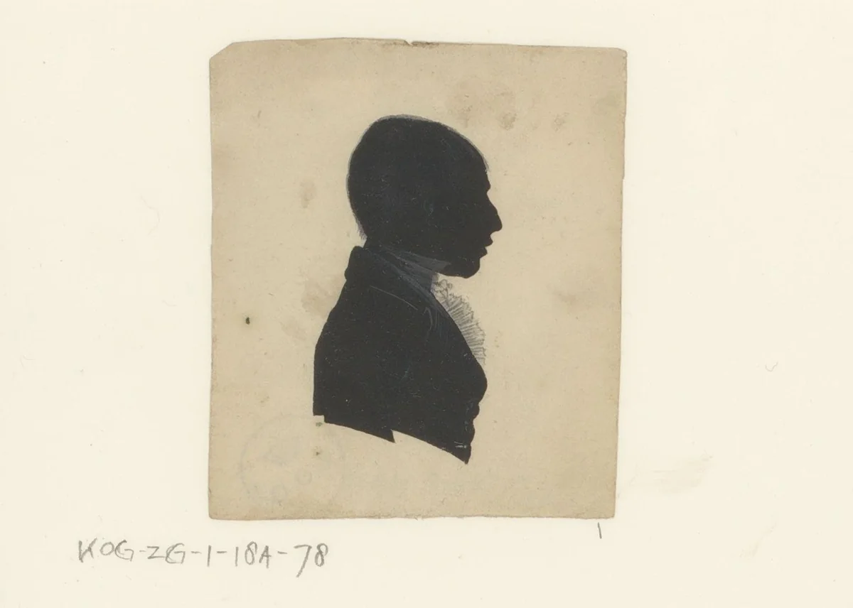 Silhouetportret van een onbekende man met kort haar by anonymous, drawing, 1775-1849
