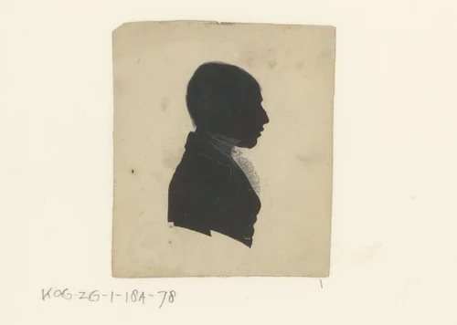 Silhouetportret van een onbekende man met kort haar by anonymous, drawing, 1775-1849