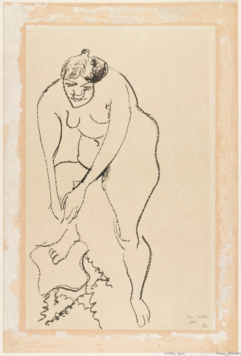 Nude with Right Foot on Stool (Nu au pied droit sur un tabouret) by Henri Matisse, print, 1906