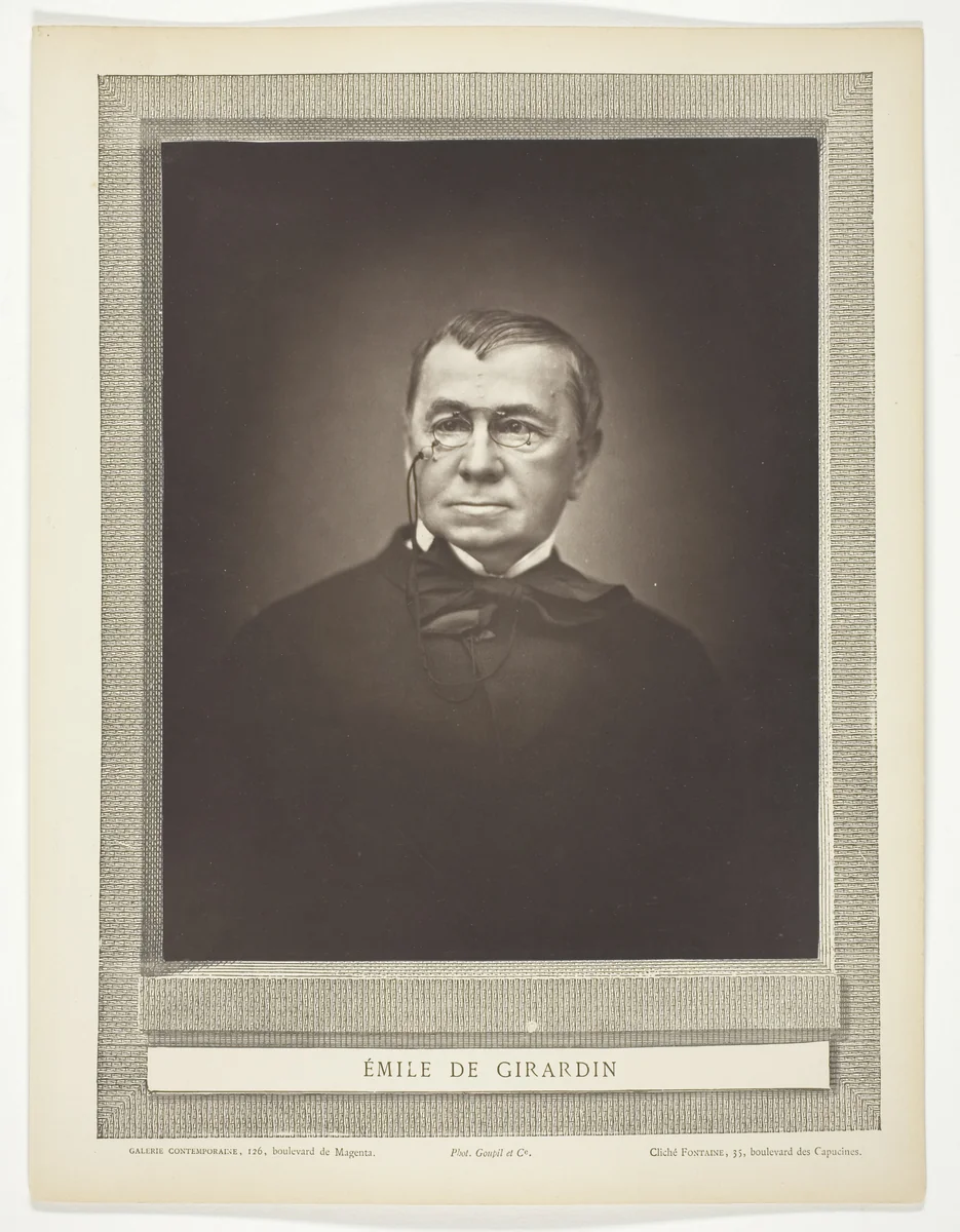 Emile De Girardin by Fontaine, photograph, 1875-1877