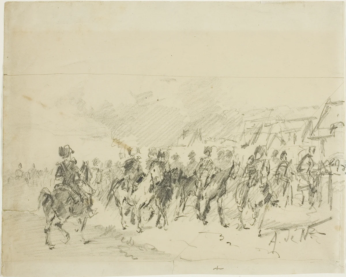 Man on Horseback by Alphonse de Neuville, drawing, 1855-1885