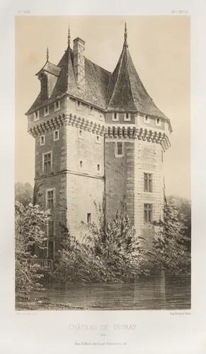 Architecture Pittoresque ou Monuments des XVeme. Et XVIeme. Siecles: Chateaux de France des XV et XVI Siecles: Pl. 91, Château de Tévray (Eure) by Victor Petit, print, 1860