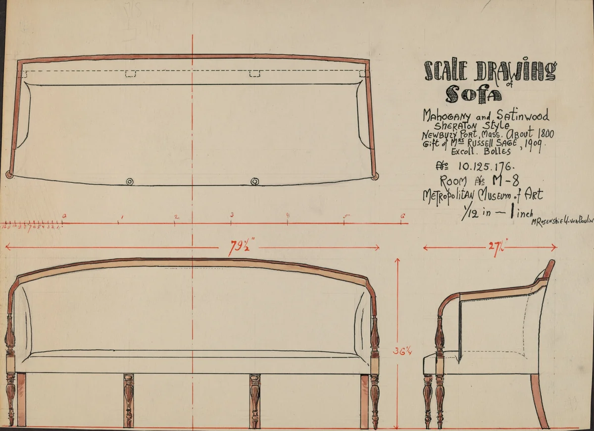 Sofa by M. Rosenshield-von-Paulin, index of american design, 1936