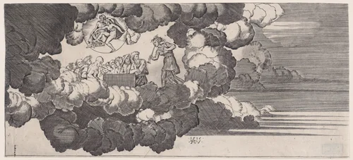 The News Brought to Olympus by Agostino Veneziano, print, 1516